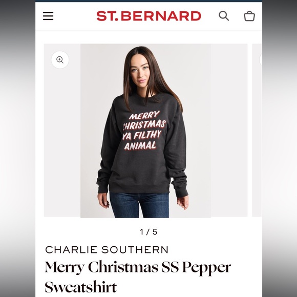 “Merry Christmas Ya Filthy Animal” St.Bernard Sweatshirt - Picture 1 of 7
